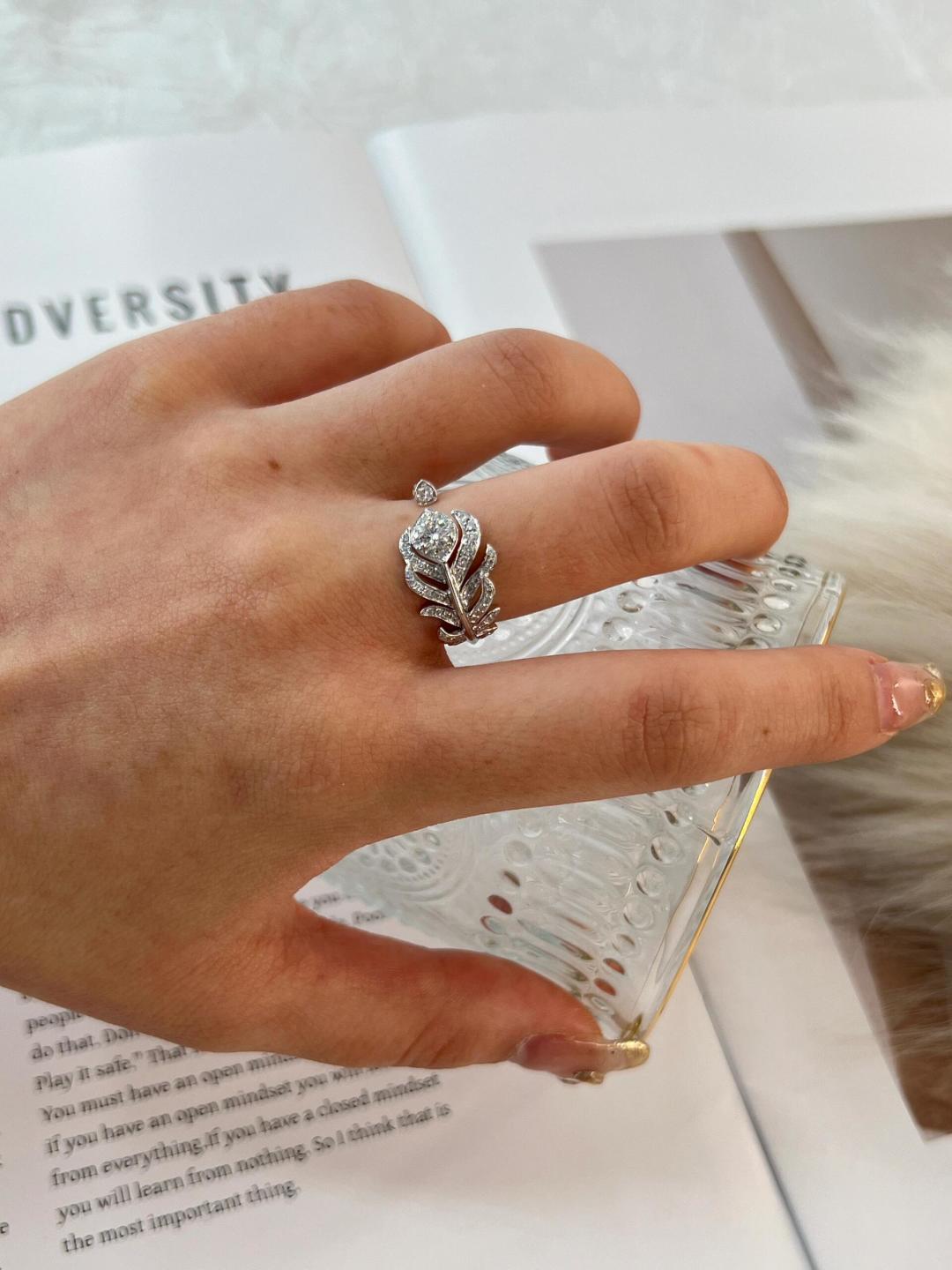 【】量大咨询客Fu❗【富婆系列-羽毛戒指】通体925纯银，6-7-8码数，18K真金电镀层，改了好几个版