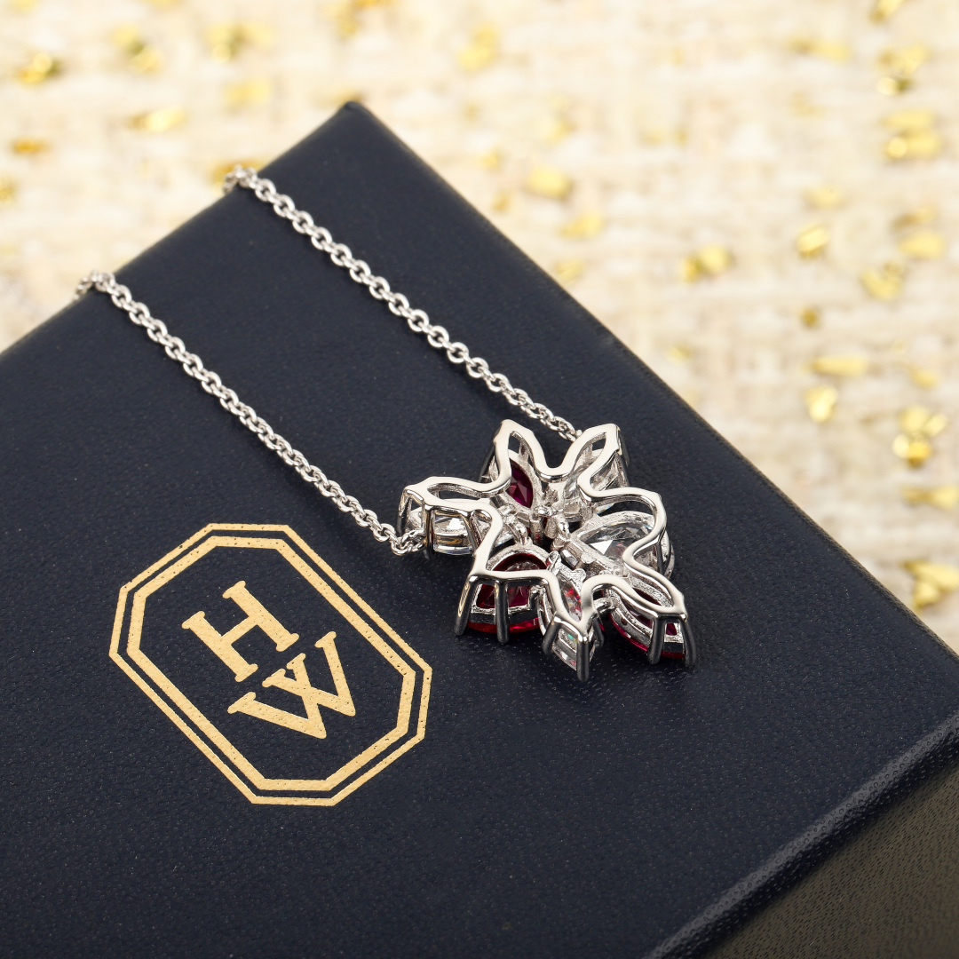 【】Winston Cluster红宝石和钻石项链，可以订制真金真钻，量大咨询客Fu！锦簇镶嵌Winst