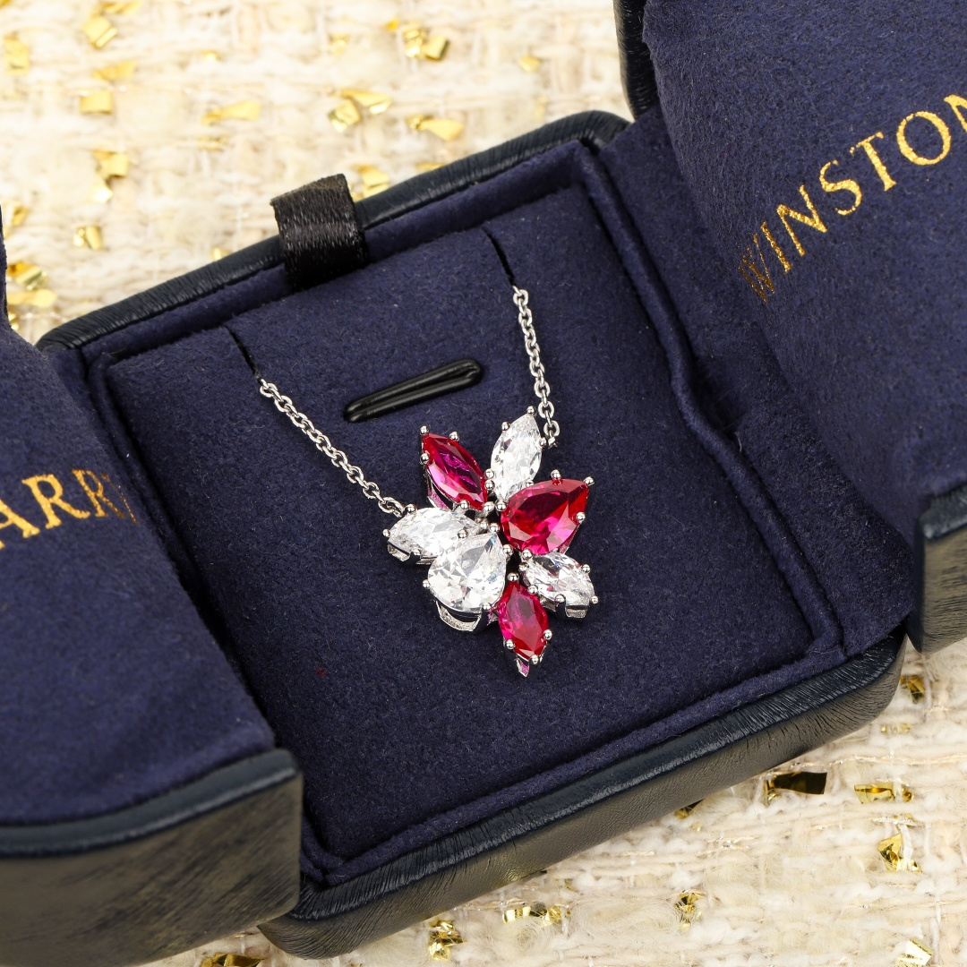 【】Winston Cluster红宝石和钻石项链，可以订制真金真钻，量大咨询客Fu！锦簇镶嵌Winst