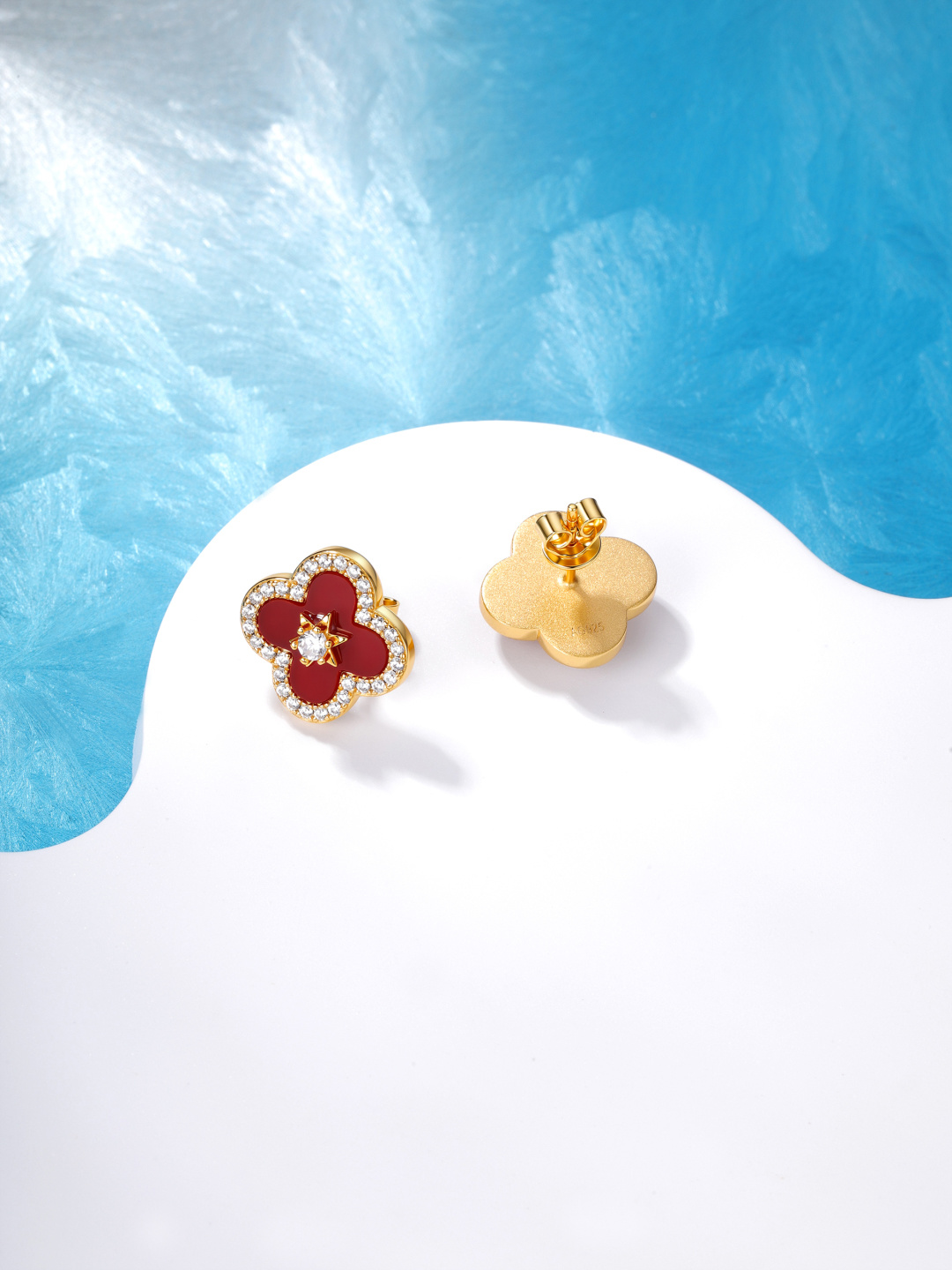 【】量大咨询客Fu❗️【彩宝系列-六芒星四叶草耳钉】通体925纯银➕耐磨保色度行业最新配方优金电镀！太赞