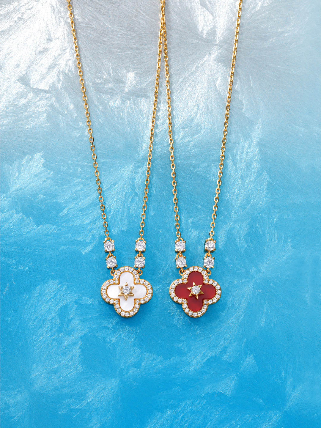 【】量大咨询客Fu【彩宝系列-六芒星四叶草项链】重工版本，非市面轻工版，通体925纯银➕耐磨保色度行业最