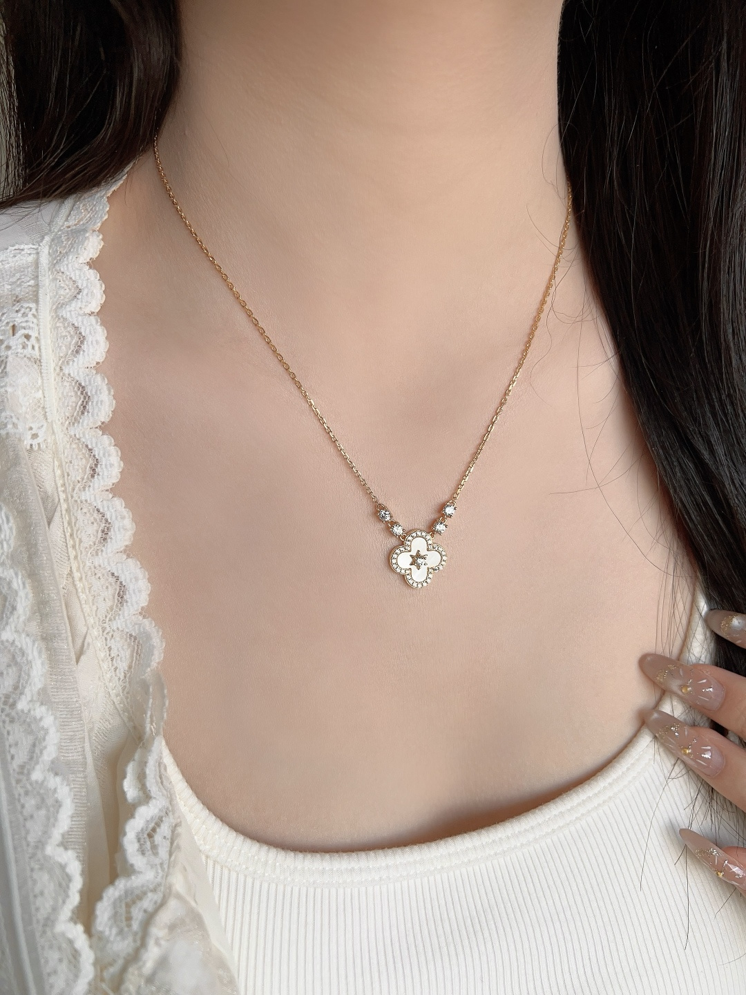 【】量大咨询客Fu【彩宝系列-六芒星四叶草项链】重工版本，非市面轻工版，通体925纯银➕耐磨保色度行业最