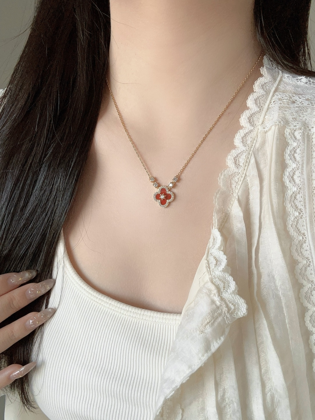 【】量大咨询客Fu【彩宝系列-六芒星四叶草项链】重工版本，非市面轻工版，通体925纯银➕耐磨保色度行业最