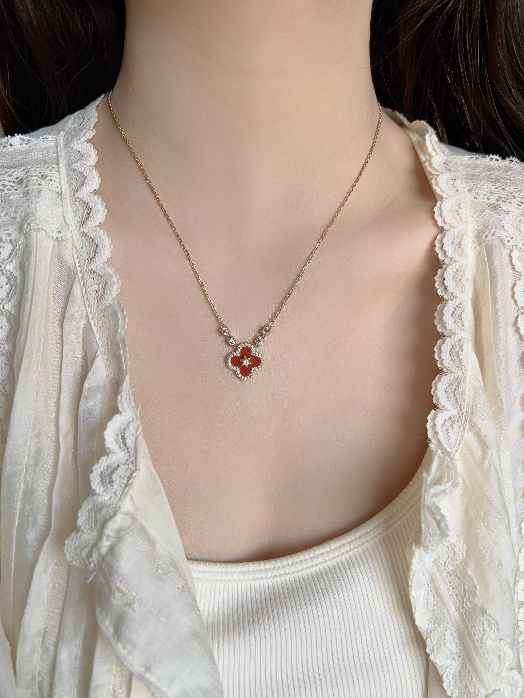 【】量大咨询客Fu【彩宝系列-六芒星四叶草项链】重工版本，非市面轻工版，通体925纯银➕耐磨保色度行业最