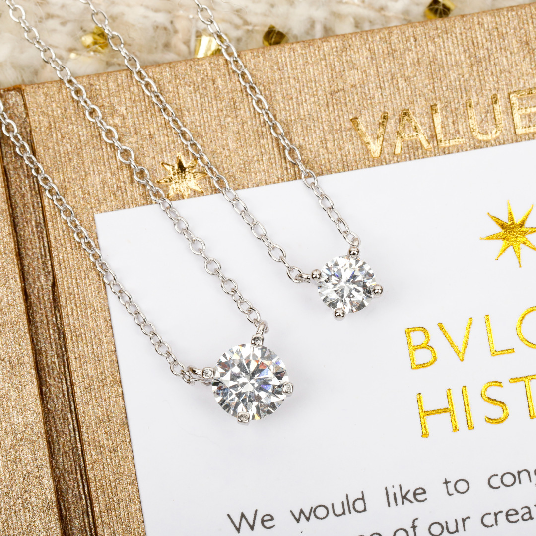 【】量大咨询客Fu【彩宝系列-B家单钻四爪项链】重工版本，非市面轻工版，通体925纯银➕耐磨保色度行业最