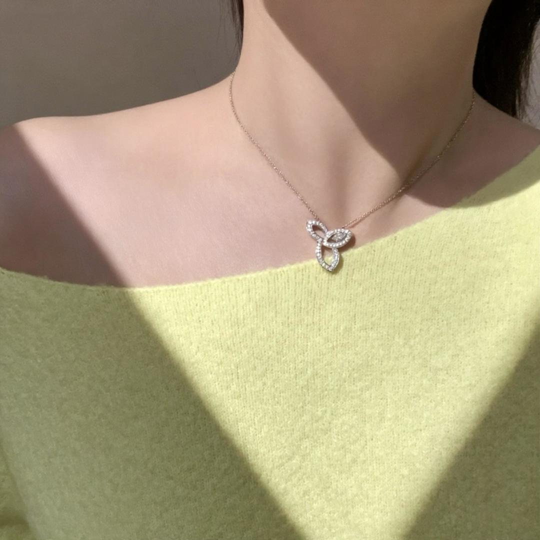 【】HW项链 ，可订做18K真金真钻版，只做对版真金货，价询客Fu HW家的Diamond LooP花园系列，花形钻圈项