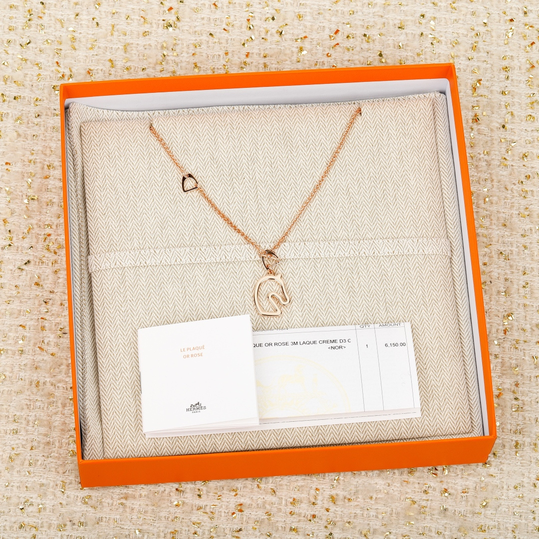 Hermes Cheval necklace rose gold 40cm