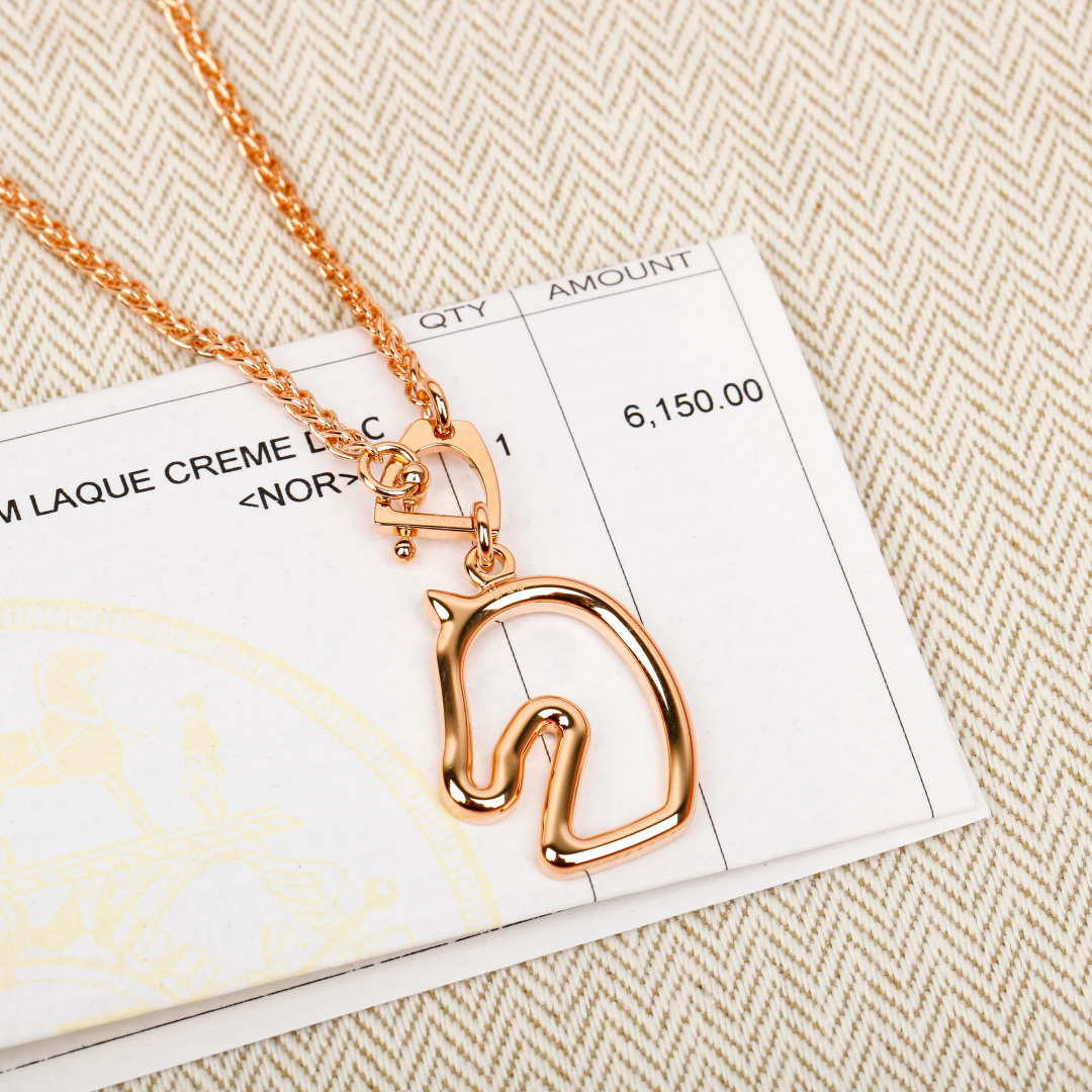 Hermes Cheval necklace rose gold 40cm