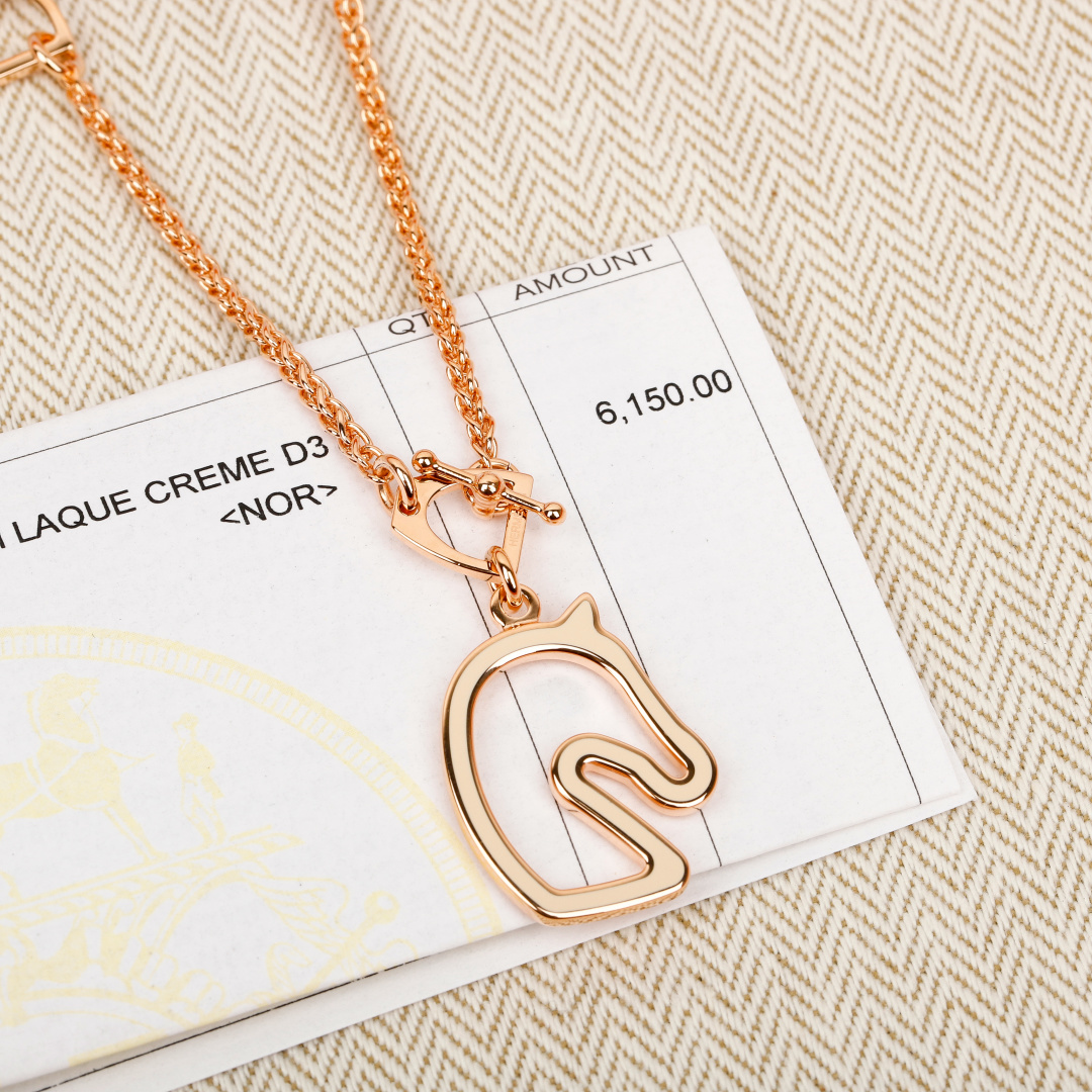 Hermes Cheval necklace rose gold 40cm