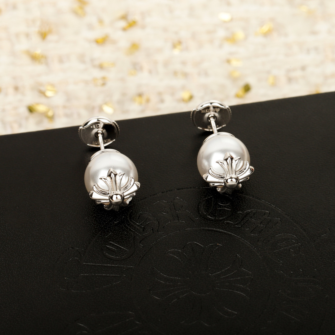 【】巨巨巨火爆。吹爆它❗️【纯银精工版】【克 联名珍珠十字架耳钉】 𝐶ℎ𝑟𝑜𝑚𝑒 𝐻𝑒𝑎𝑟𝑡𝑠✖️mik