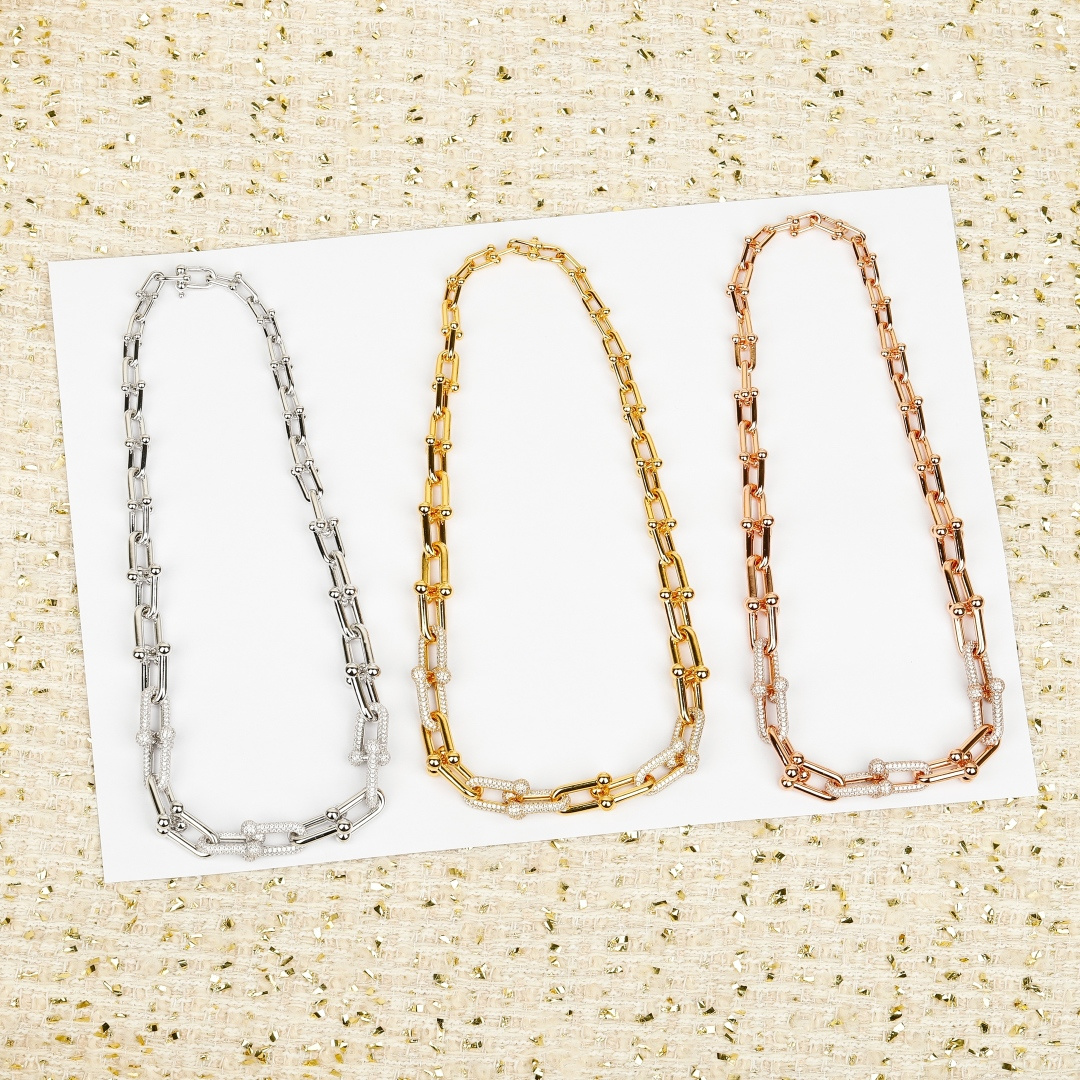 250940 [Nuestra producción] collar de eslabones de anillo, se puede personalizar en versión de oro real de 18K con diam…