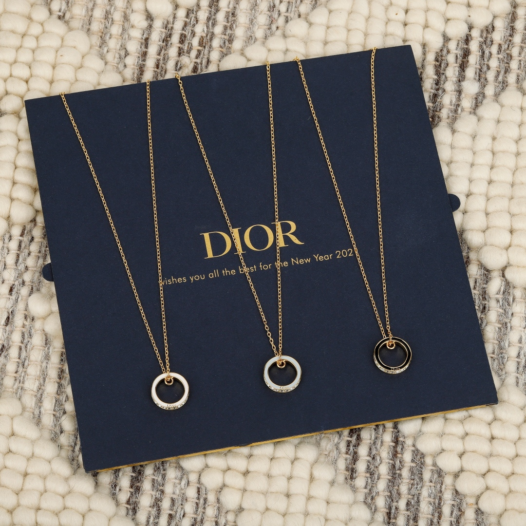 DIOR 项链 金色 圆环 水钻