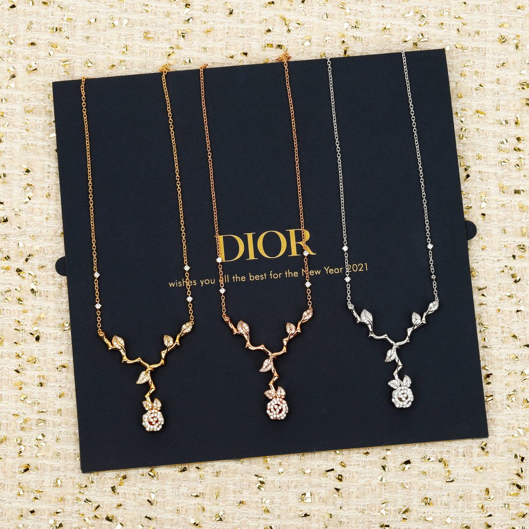 DIOR 项链 925银 玫瑰造型