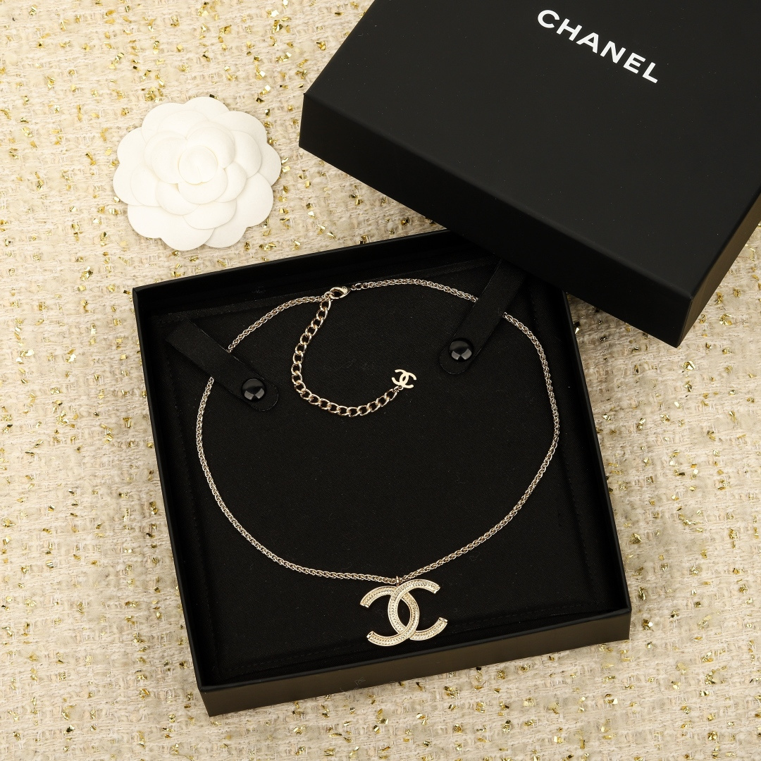 CHANEL Necklace Brass Double C Snake Chain