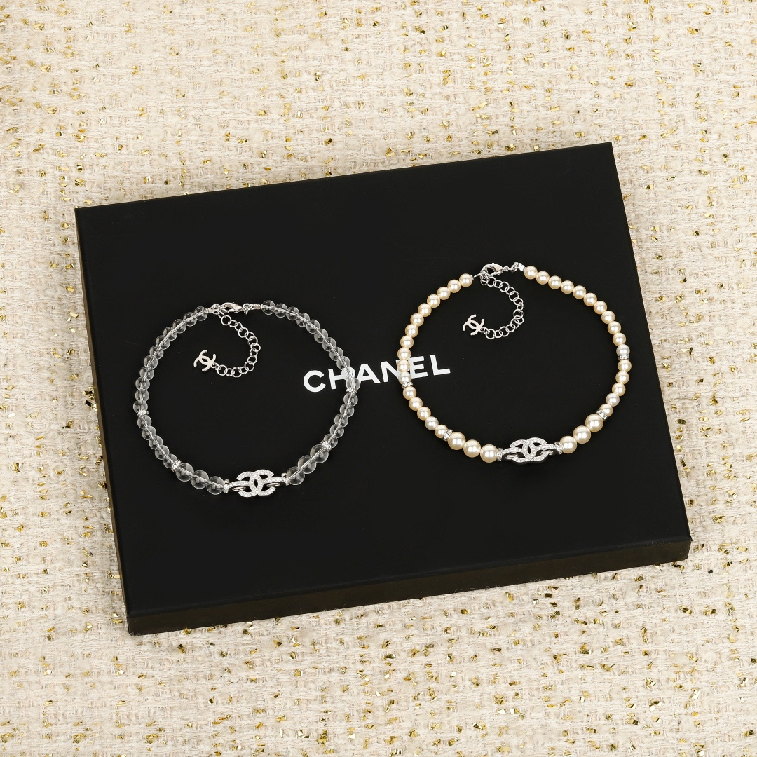 CHANEL Double C Pearl Necklace choker