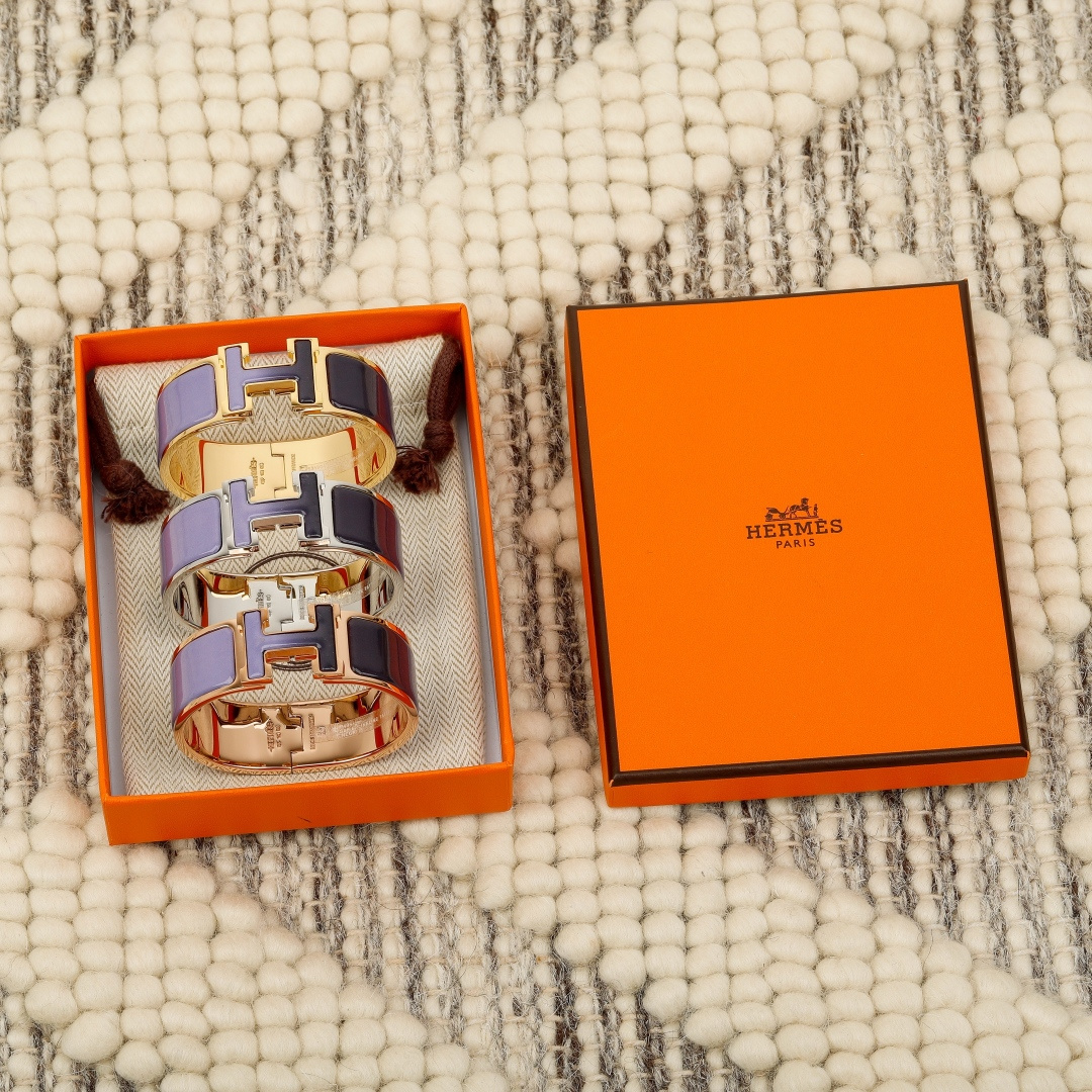 Браслет HERMES H из металла, широкий