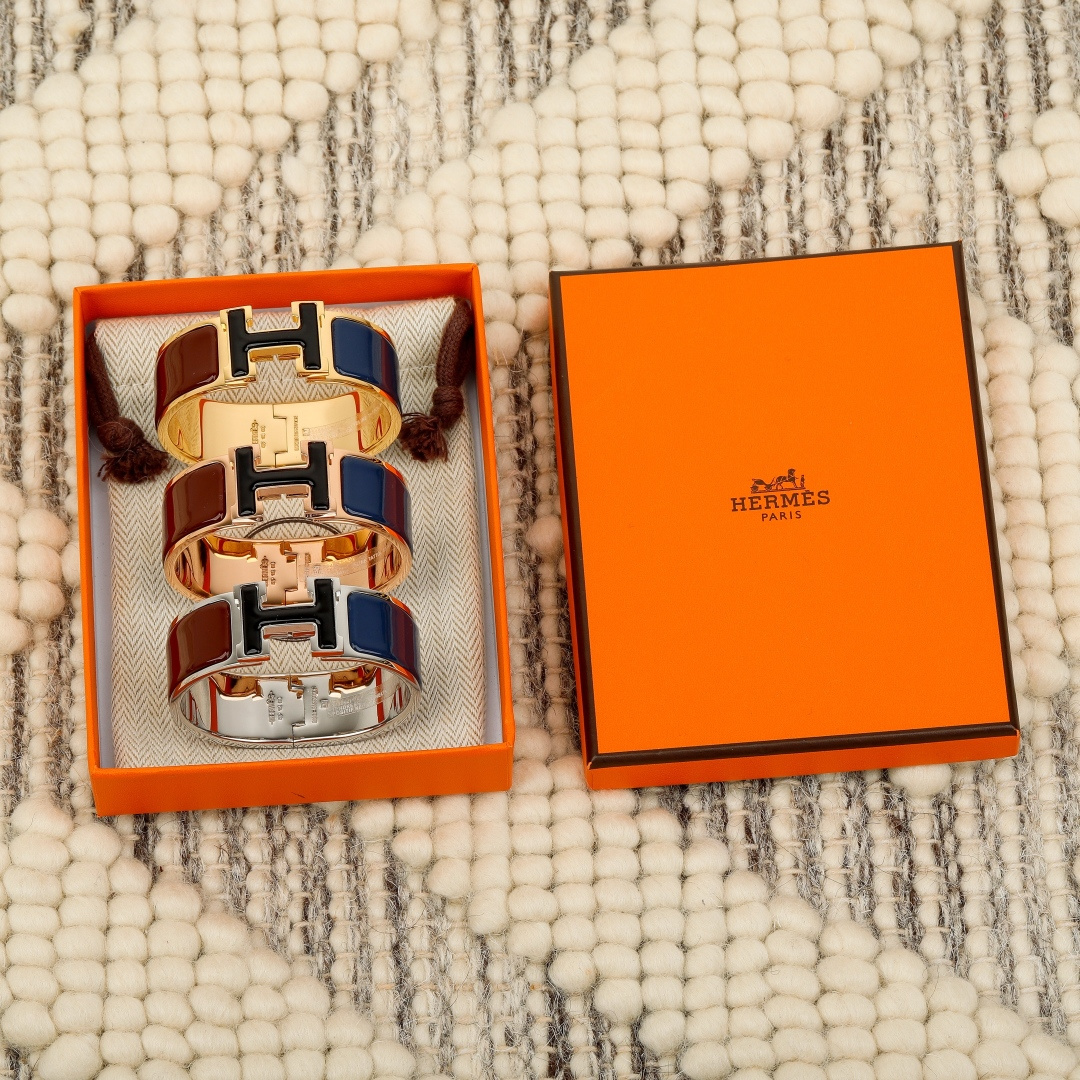 Браслет HERMES H из металла, широкий