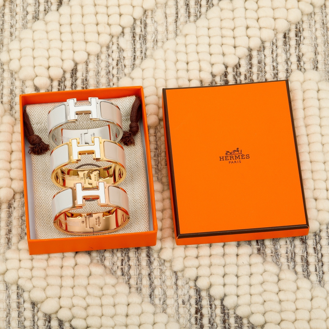Браслет HERMES H из металла, широкий