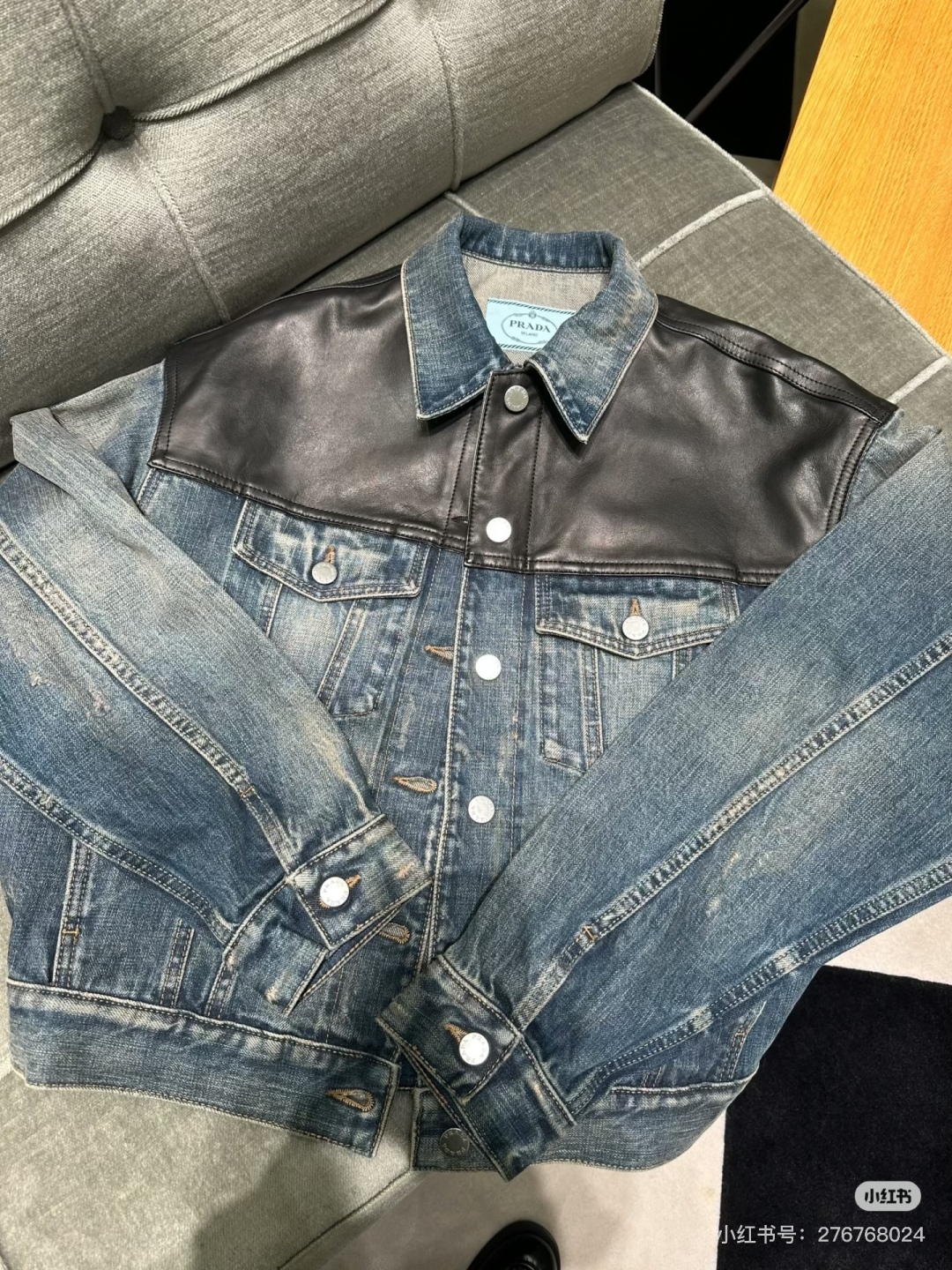 Prada 2025 Early Autumn Leather Denim Patchwork Jacket Unisex Blue 6 cmp i1753767269352 5179 0 5