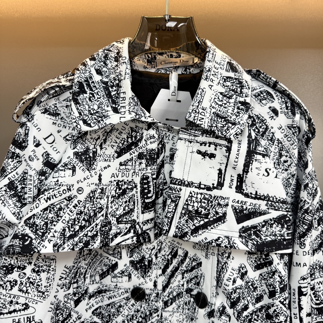 Dior Paris Map Print Long Trench Coat 2025SS, White, S/M/L 5 cmp i1756354126243 5622 0 4