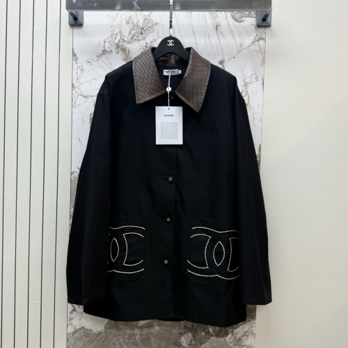 Chanel Vintage-Inspired Black Jacket with Braided Leather Collar 1 Chanel Vintage-Inspired Black Jacket with Braided Leather Collar