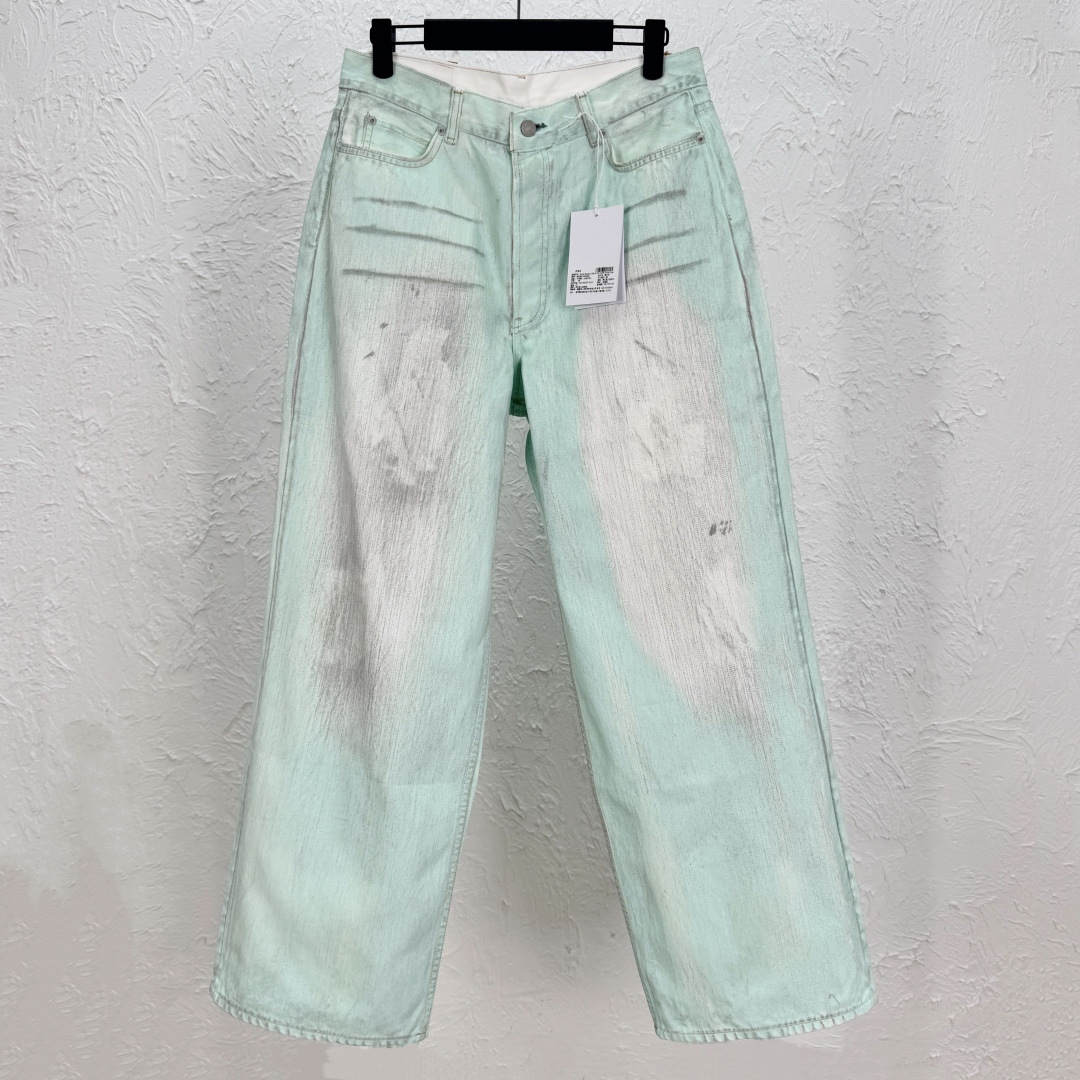 Acne Studios Reflective Vintage Jeans - Distressed Denim in Light Green 1 cmp i1738990125315 3559 0 0