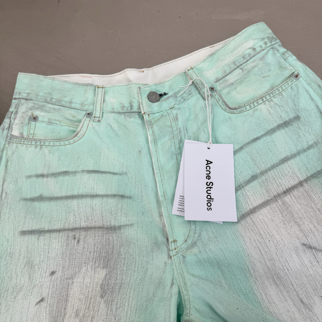 Acne Studios Reflective Vintage Jeans - Distressed Denim in Light Green 3 cmp i1738990125465 2840 0 2