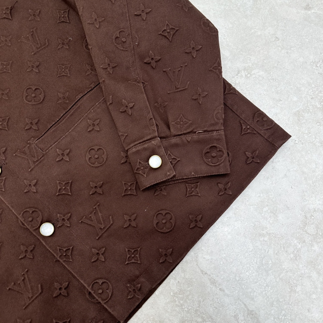 Louis Vuitton Monogram Embossed Denim Jacket - Brown, Size S to XL 8 cmp a1742283836329 3240