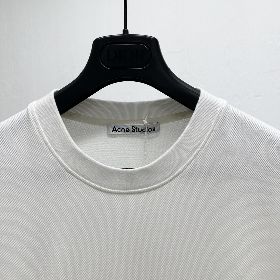 Acne Studios Embroidered Logo Crew Neck T-Shirt for Women - White 2 cmp a1744275388946 7171