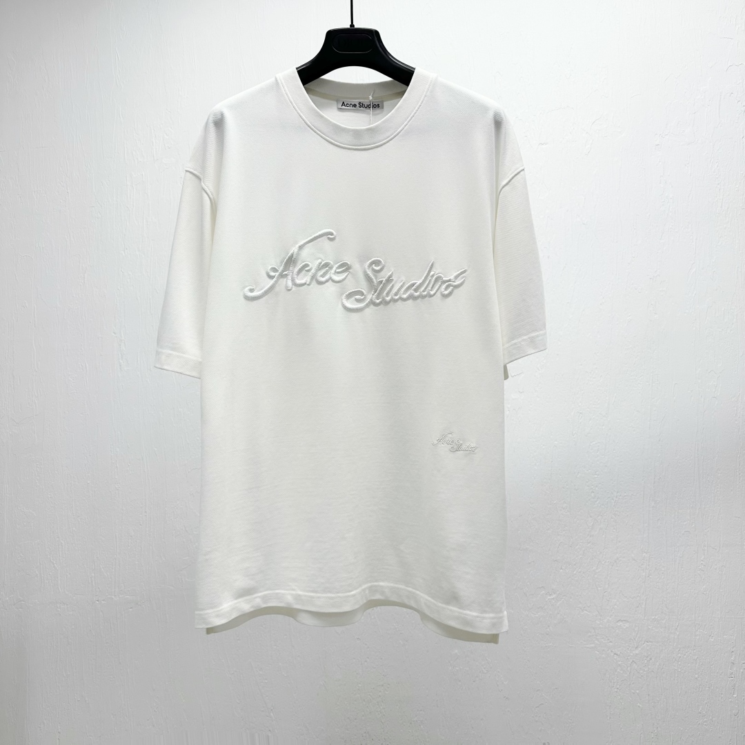 Acne Studios Embroidered Logo Crew Neck T-Shirt for Women - White 1 cmp a1744275388950 8383