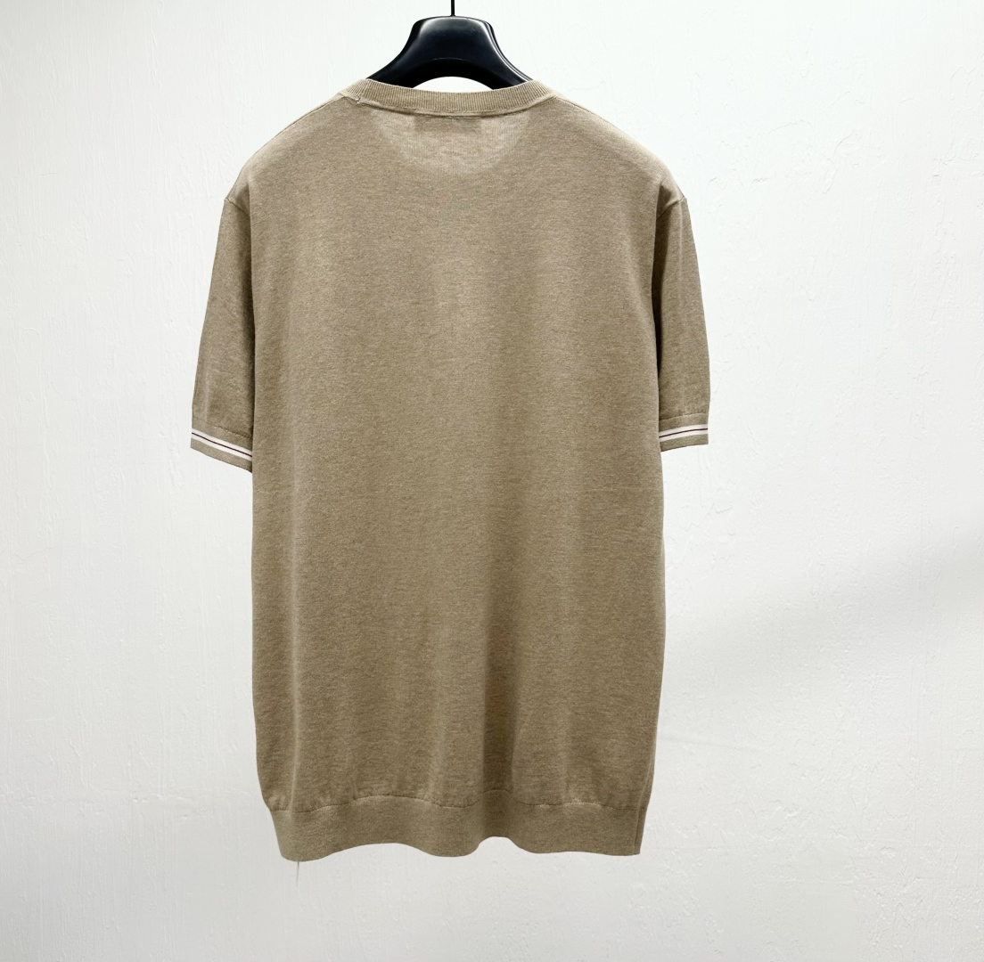 Brunello Cucinelli Knit Crew Neck T-Shirt - Short Sleeve Beige Tee 5 cmp a1746867682509 0045