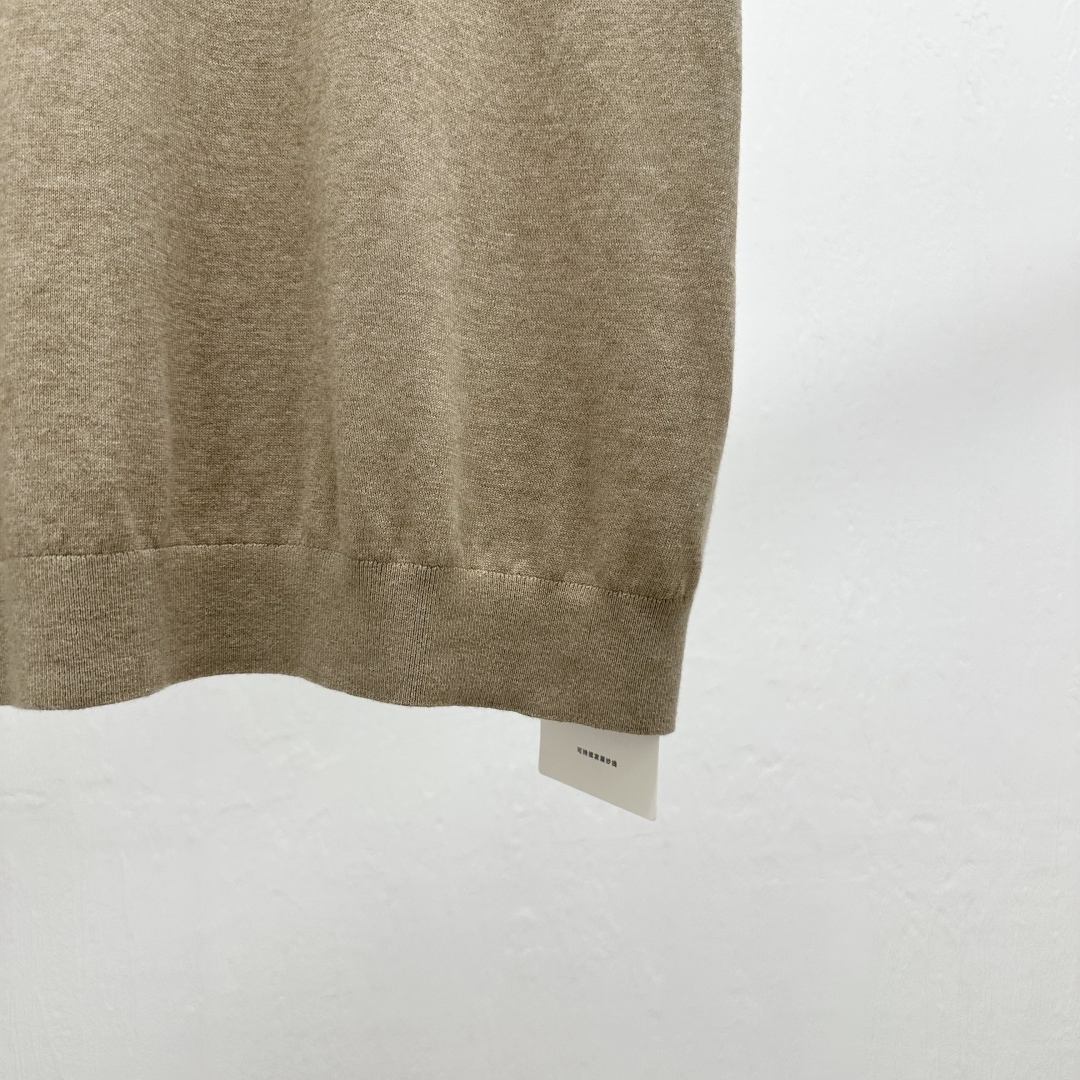 Brunello Cucinelli Knit Crew Neck T-Shirt - Short Sleeve Beige Tee 4 cmp a1746867682512 6304