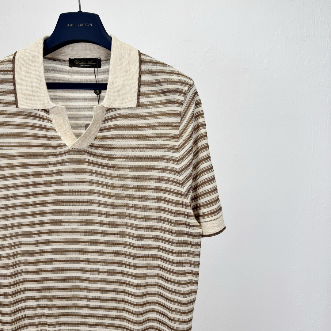 Loro Piana Men's Striped Jersey Knit Polo Shirt - Stylish Short Sleeve Top 4 cmp i1748587789335 8385 0 2