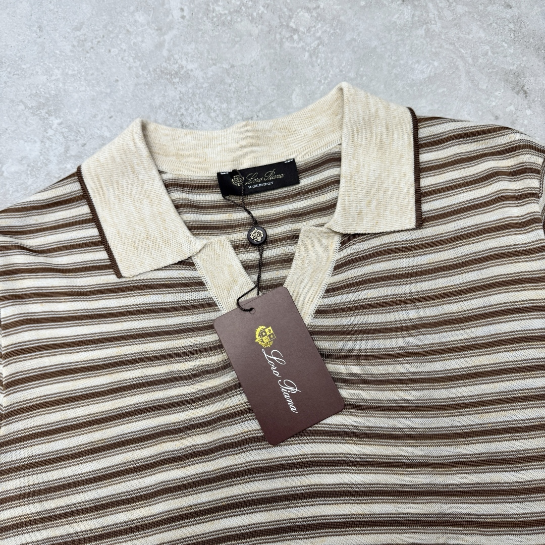 Loro Piana Men's Striped Jersey Knit Polo Shirt - Stylish Short Sleeve Top 6 cmp i1748587790029 166 0 4