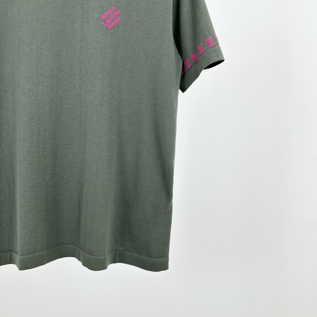 Louis Vuitton Men's Green Jacquard Knit Short Sleeve Crew Neck T-Shirt 4 cmp a1750829983713 8404