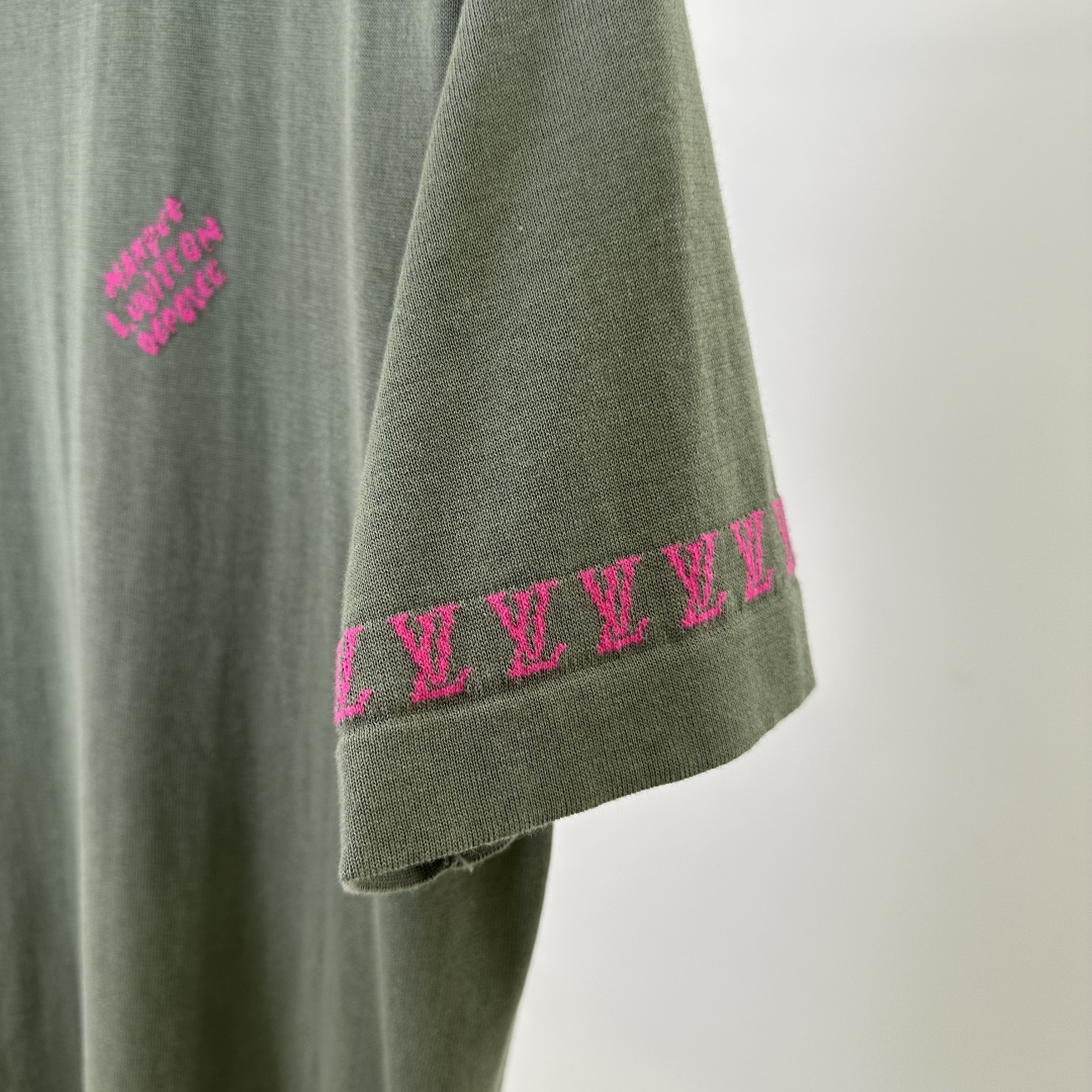 Louis Vuitton Men's Green Jacquard Knit Short Sleeve Crew Neck T-Shirt 5 cmp a1750829983727 0331