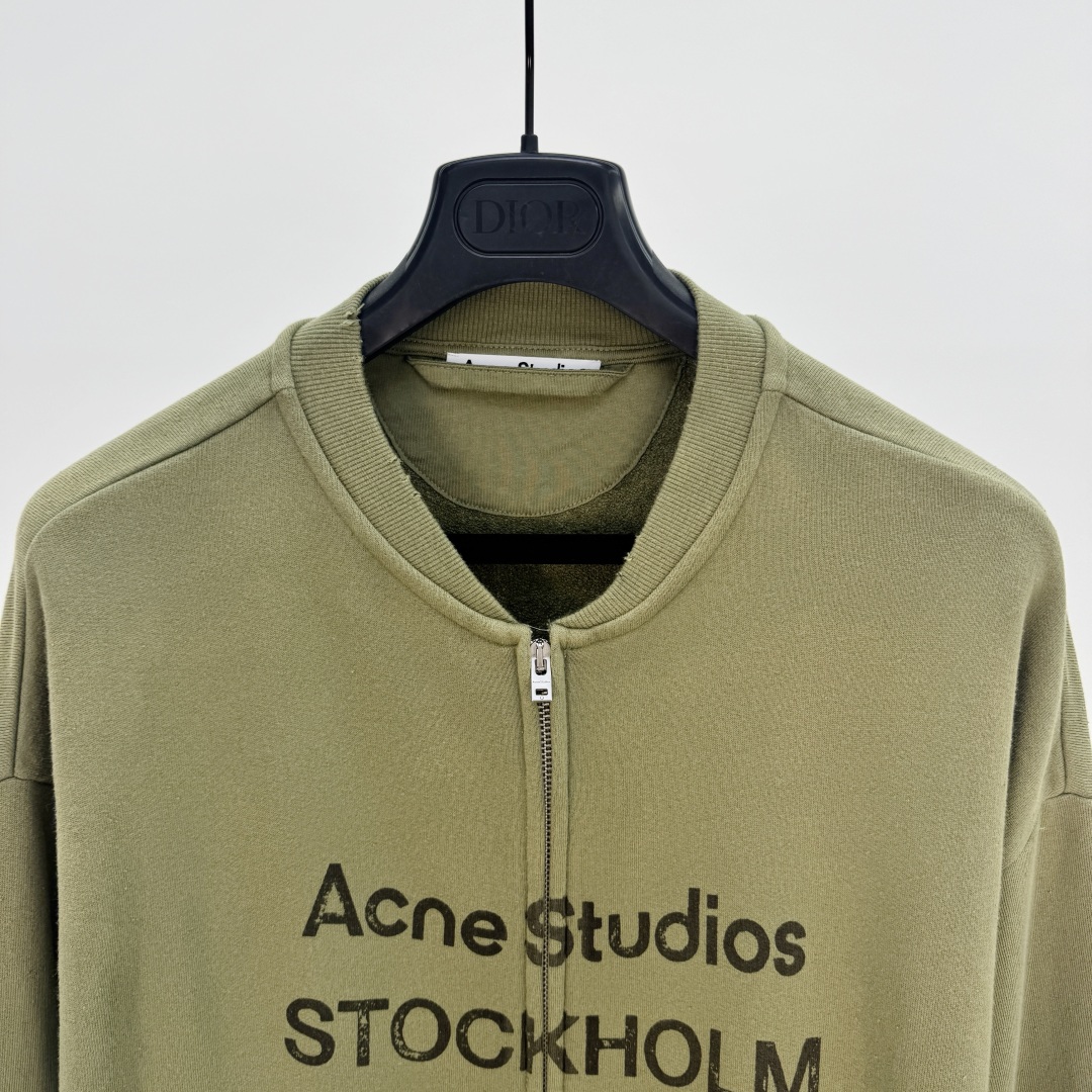 Acne Studios Stockholm 1996 Zip-Up Sweatshirt Jacket - Olive Green 3 cmp a1752390009610 8480