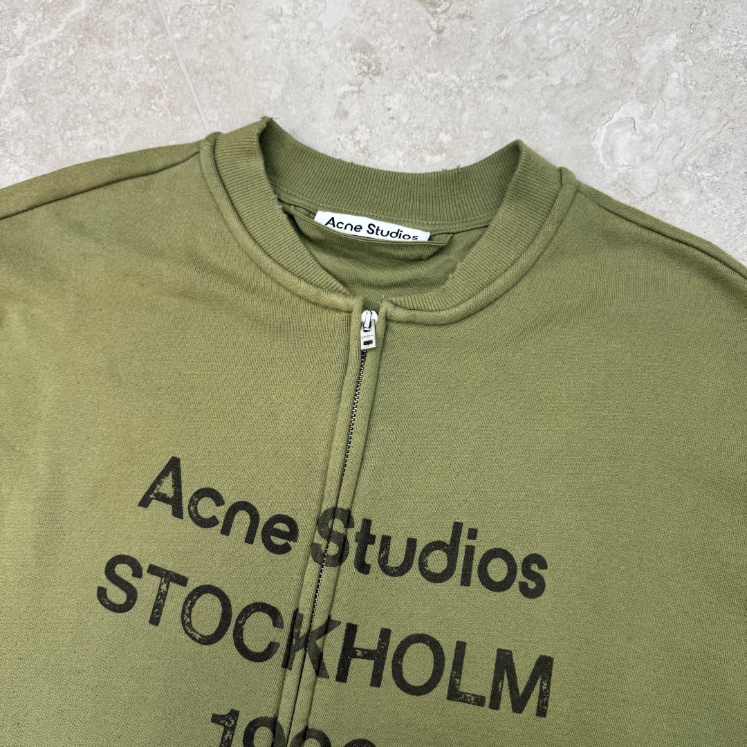 Acne Studios Stockholm 1996 Zip-Up Sweatshirt Jacket - Olive Green 7 cmp a1752390014716 2808