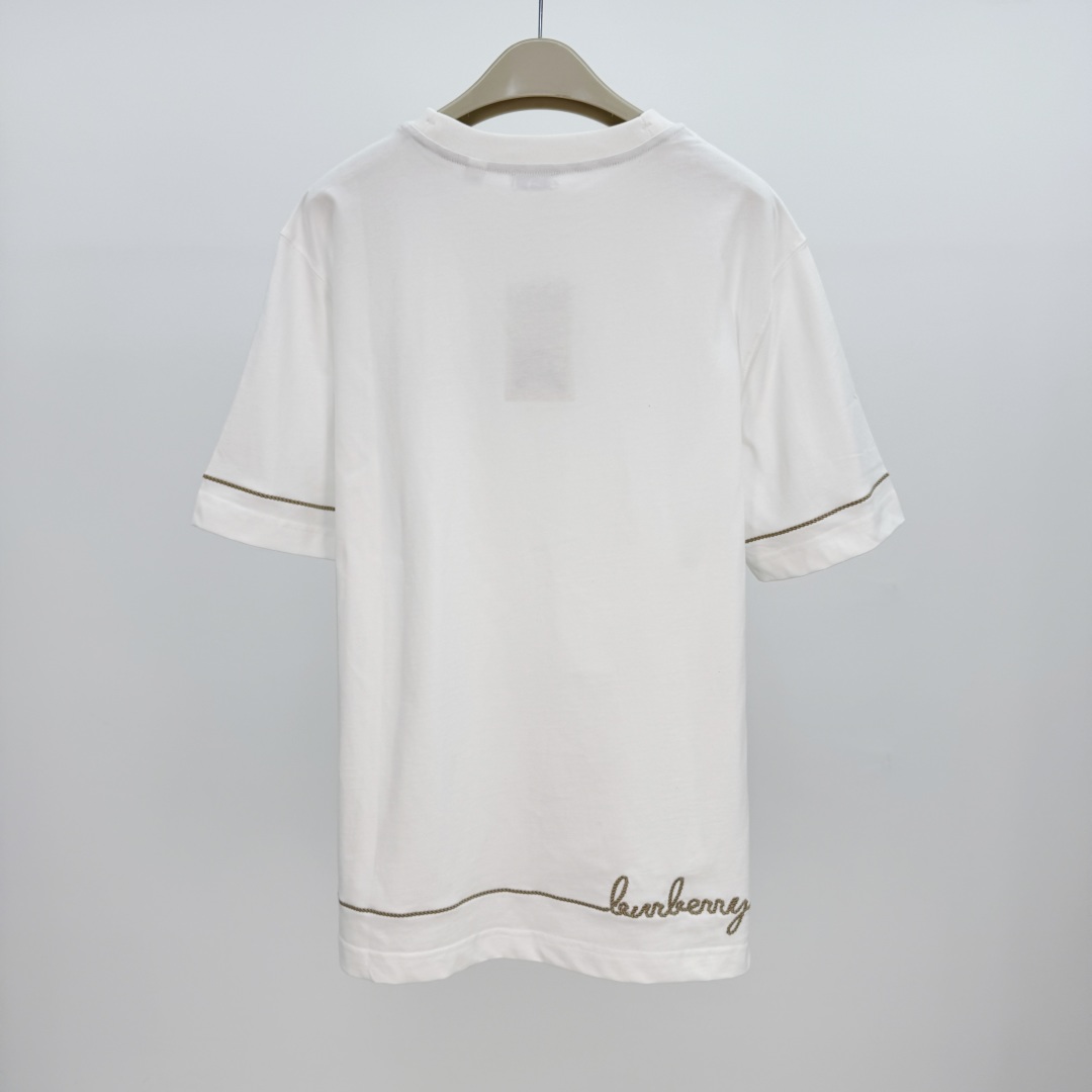 Burberry Embroidery Crew Neck T-Shirt Top for Women, Black, XS-L 4 cmp a1752391833280 3327