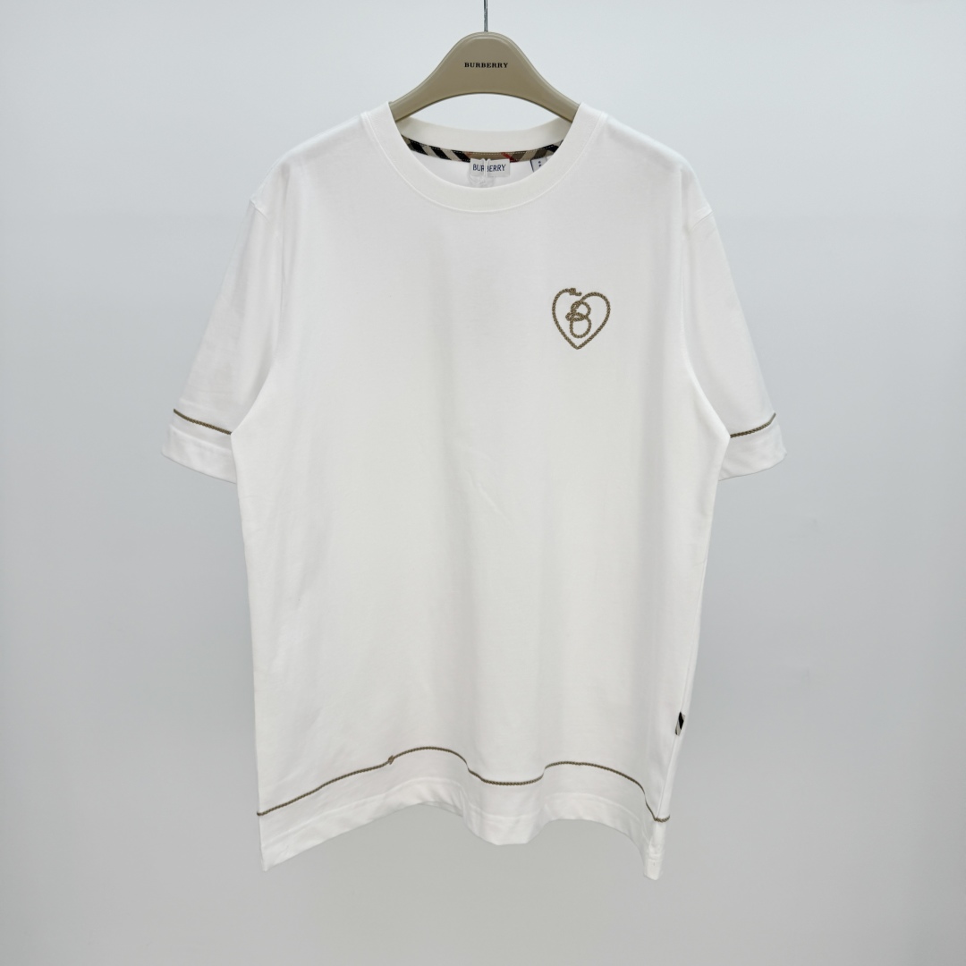Burberry Embroidery Crew Neck T-Shirt Top for Women, Black, XS-L 3 cmp a1752391833305 7610