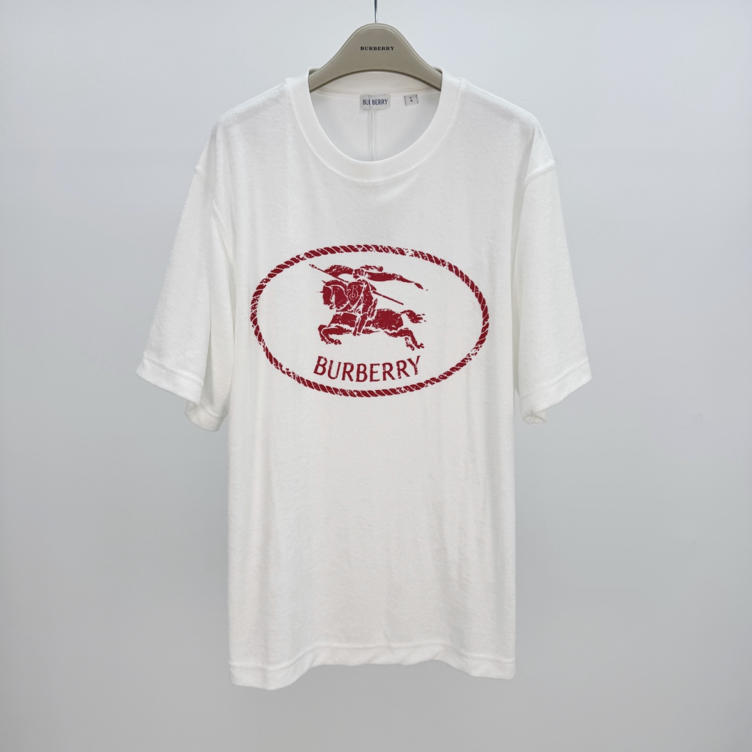 Burberry White Crew Neck T-Shirt with Equestrian Knight Logo, XS-L 2 cmp a1752737580804 8164