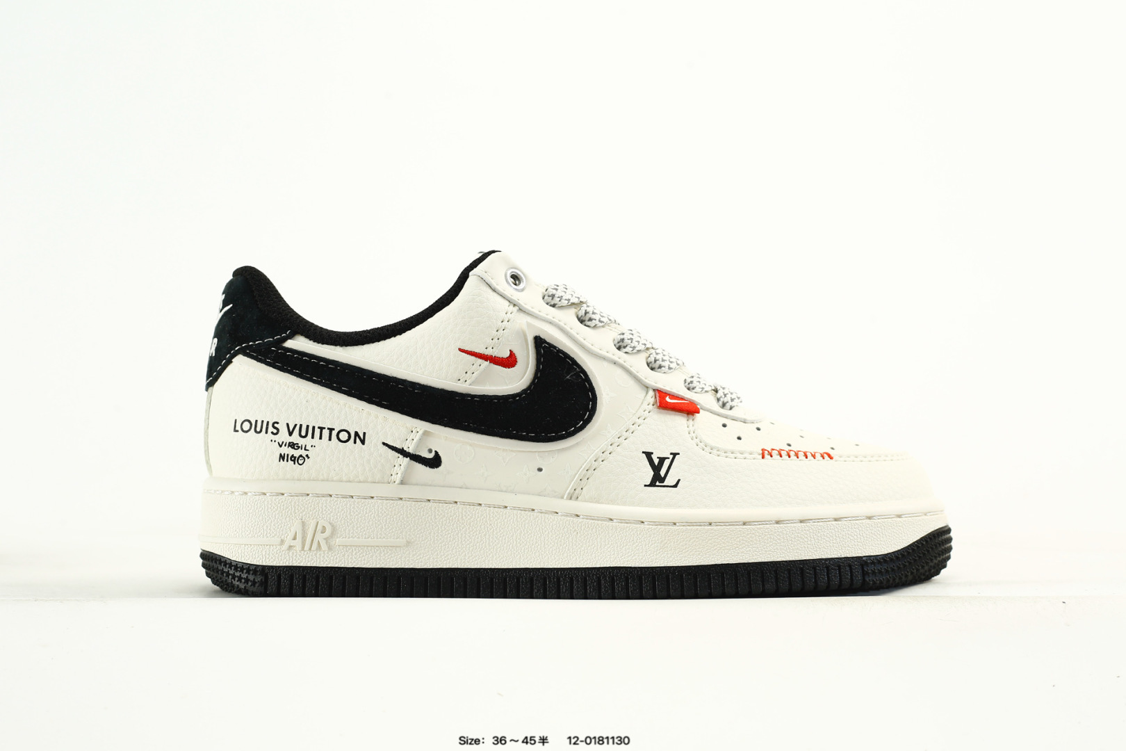 NIke Air Force 1 '07 Low “LV联名——前掌黑牛仔”空军一号 低帮 运动鞋 休闲鞋 折边针车 工艺难度大 原楦头原纸板 原装鞋盒 定制五金配件 内置全掌气垫 原厂鞋底 货号:YX5066-348 编码:12-0181130