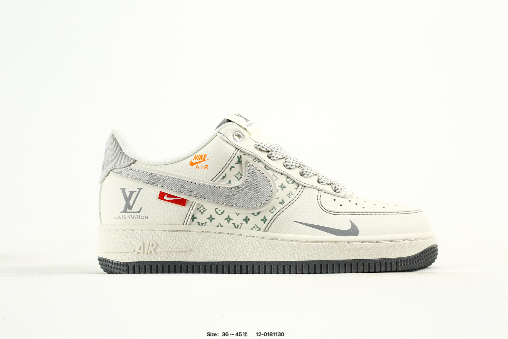 NIke Air Force 1 '07 Low “LV联名——前掌黑牛仔”空军一号 低帮 运动鞋 休闲鞋 折边针车 工艺难度大 原楦头原纸板 原装鞋盒 定制五金配件 内置全掌气垫 原厂鞋底 货号:YX5066-348 编码:12-0181130