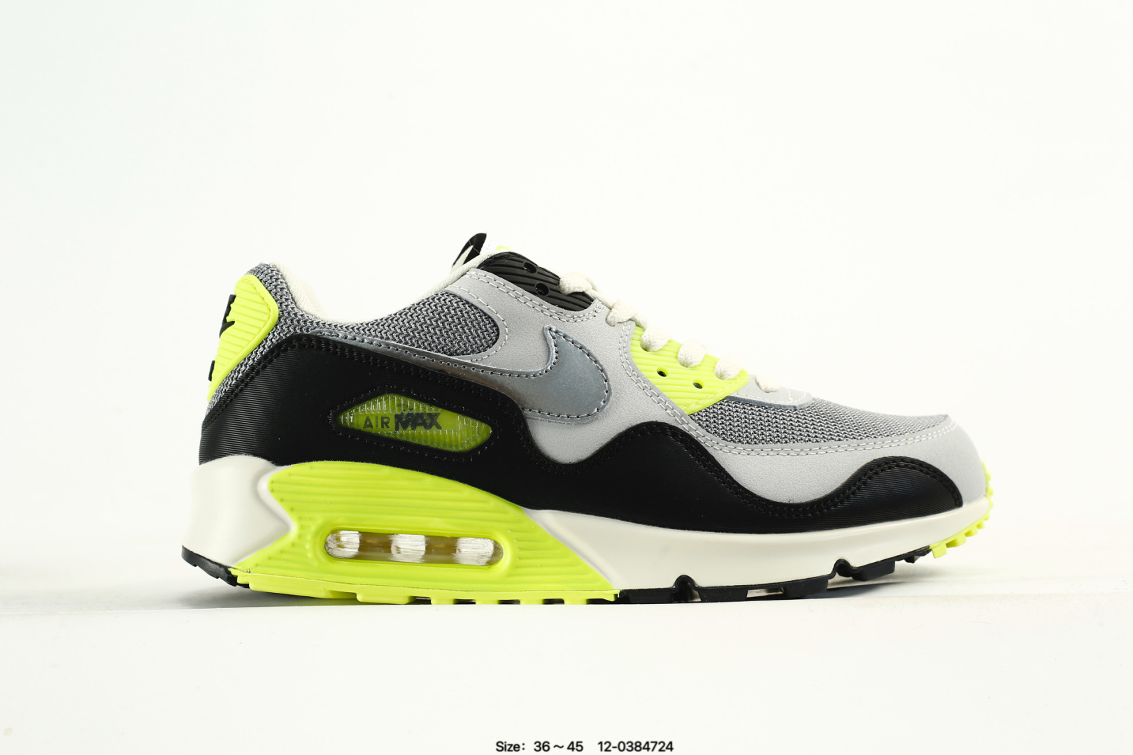 NIke AirMax90运动小气垫.日常运动鞋融合经典设计线条和丰富材质,沿袭元年款经典元素,焕新演绎出众外观,整体视觉表现活力满载,上脚效果满分! 货号:DV3503-001 Size:如图所示 编码:12-0384724