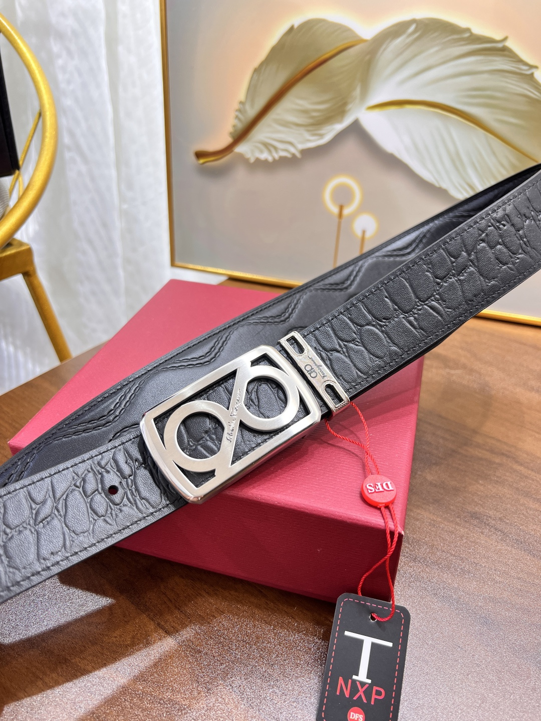 顶级皮带 新款8字正版五金 精工艺打磨 正版开模logo 钢印 新品爆款菲拉格慕 德国代工大厂制作.进口鳄鱼头层牛皮