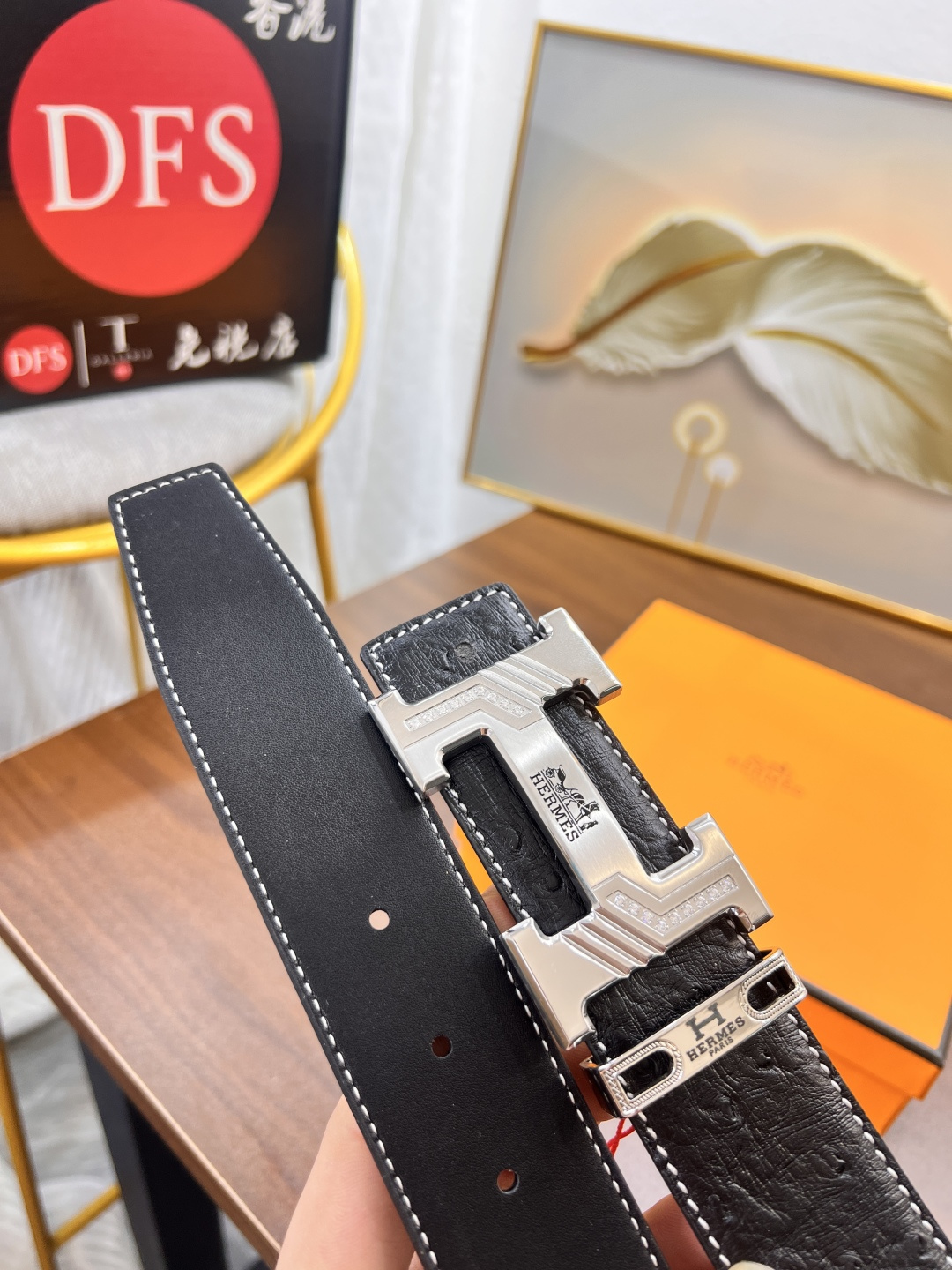 爱马仕 H皮带 ZP开模制作 镶砖满H电镀花纹精钢五金 荔枝纹纹原厂皮 双面使用 头层牛皮低 宽度3.8cm