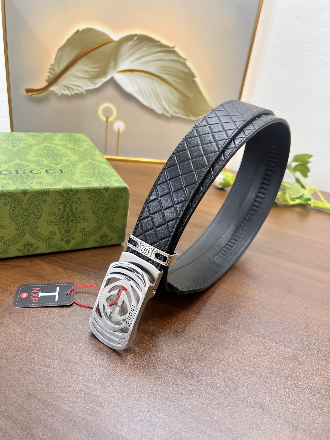 主推荐 实物拍摄 古奇GUCCi自动扣皮带压花头层牛皮