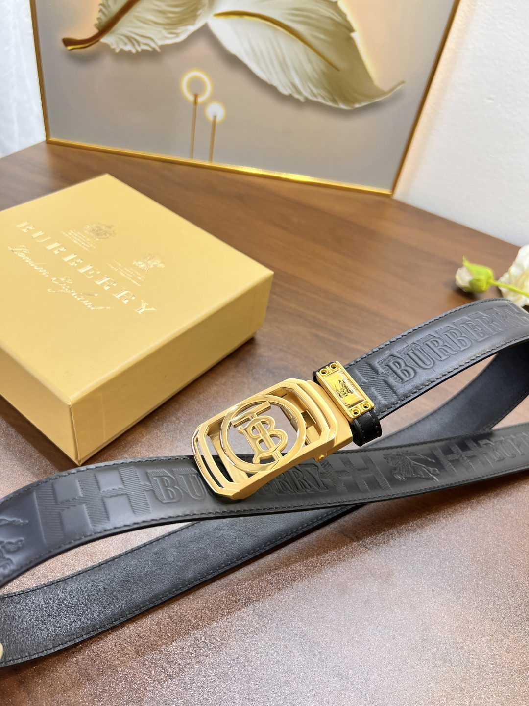 巴宝莉自动扣皮带logo形纹头层牛皮 顶级品质商务正装 自动滑轨手感柔软