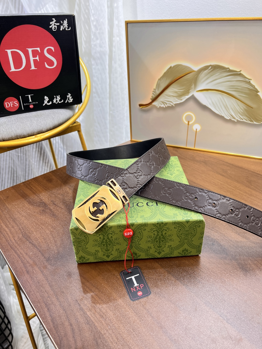 古奇gucci 意大利进口G大花工艺. 咖啡色平纹低 正版头皮低 顶级做工.秋冬正装男士甄选腰带