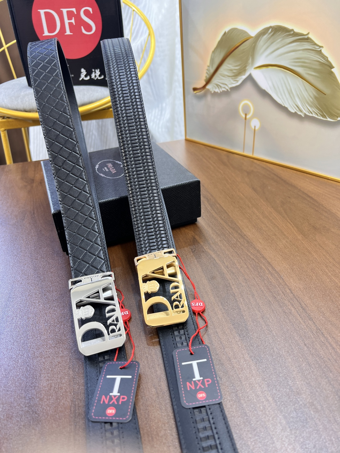 普拉达自动扣皮带 定制牛皮 精挑篮球纹头层进口皮配达